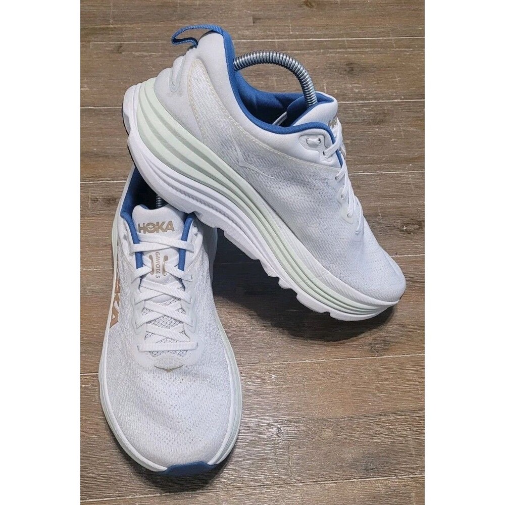 HOKA One Gaviota 5 Men's Running Shoes Size 10 D Frost & Gold EUC 1127929 White